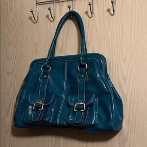 Aldo Teal Shoulder Bag with Buckle Accents